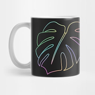 Pastel Holographic Monstera Deliciosa leaf - outline Mug